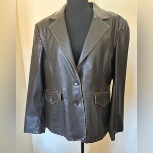 Leather Look Distressed Brown Jacket Size XL